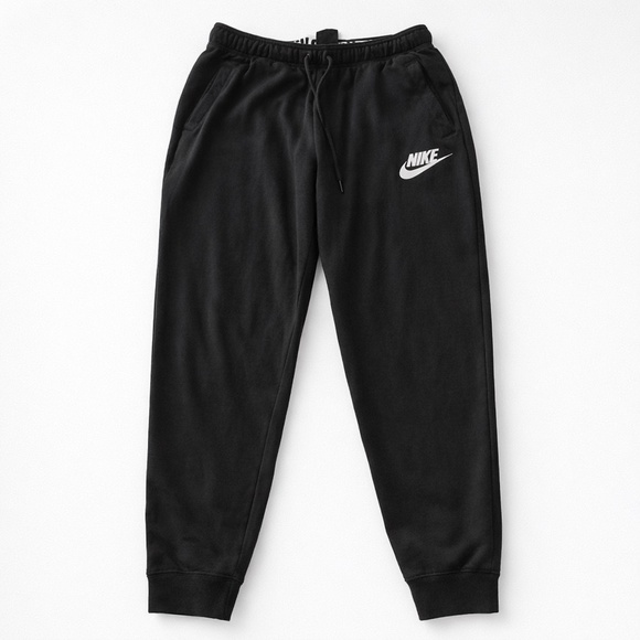 Nike Women's Black Fleece Jogger Sweatpants Medium Swoosh Logo - Picture 2 of 6